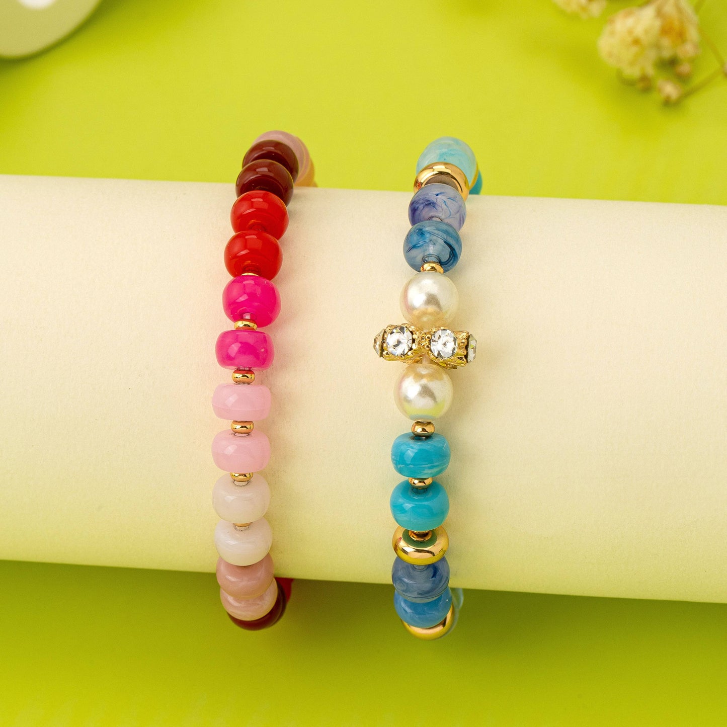 Multicolor Pastel Bead Bracelet Set