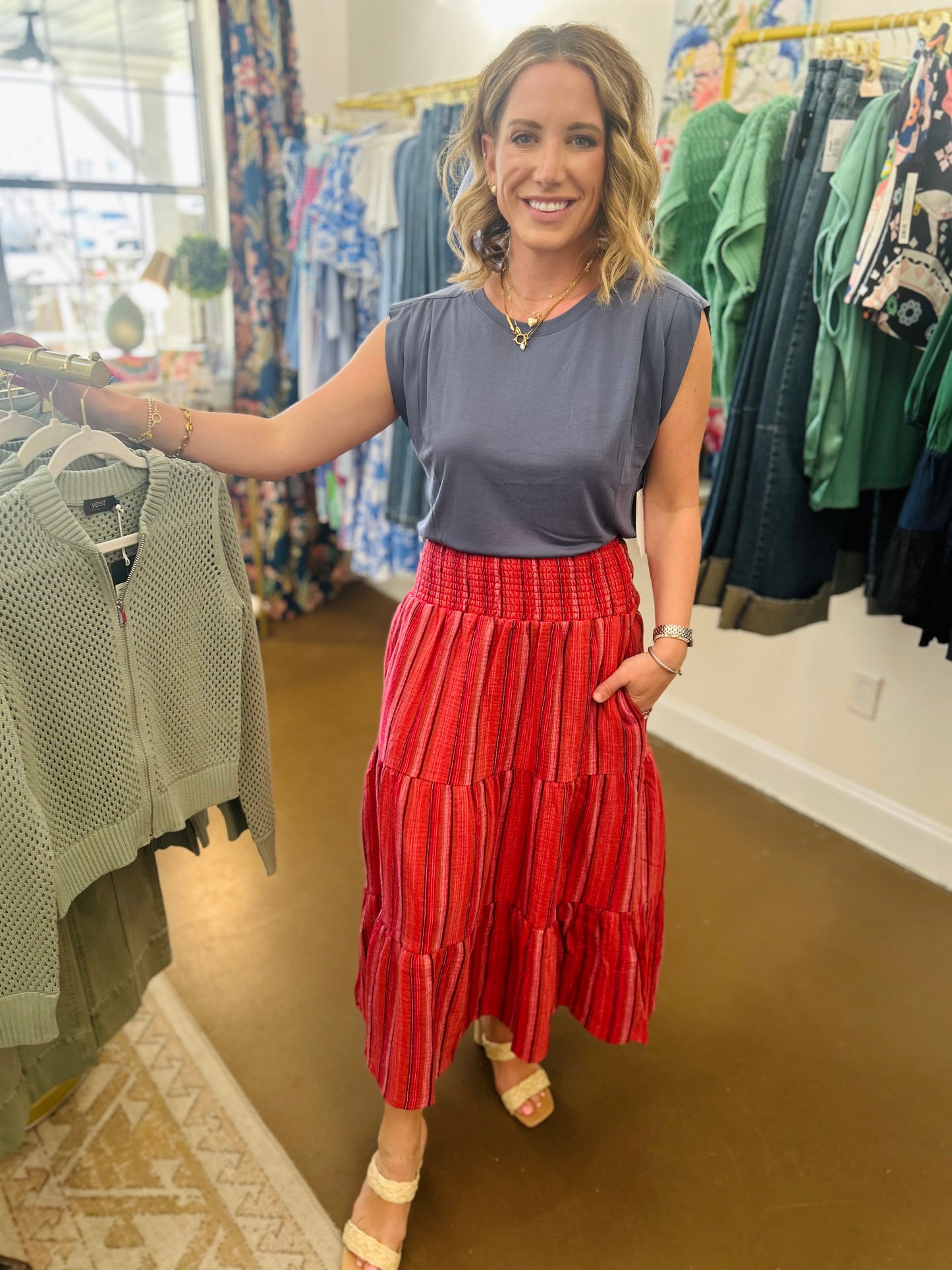 Fresno Pleated Sleeveless Tee