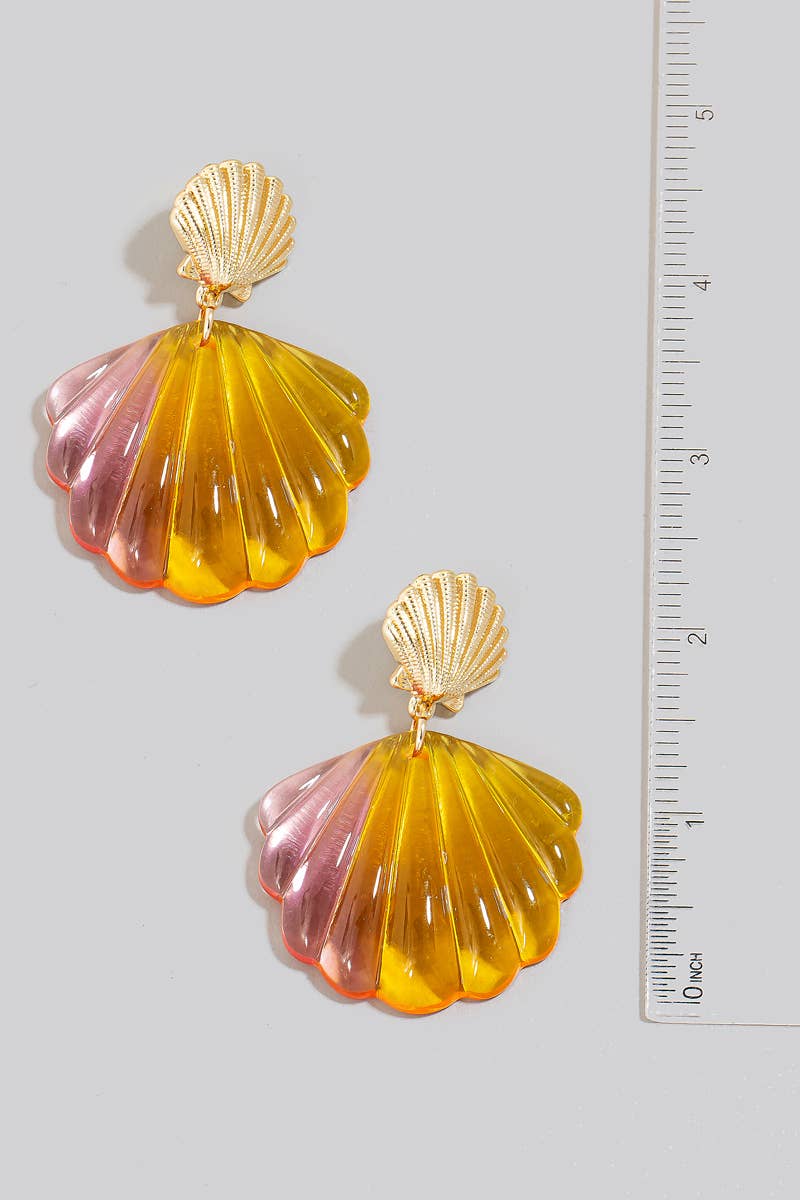 The Looks by Fame Accessories - Resin And Metallic Shell Dangle Earrings