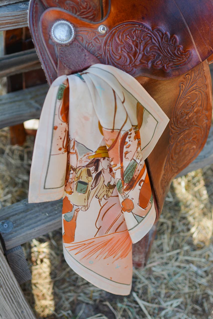 Tirzah Lane Art - September Ride Cowgirl Silk Scarf Wild Rag