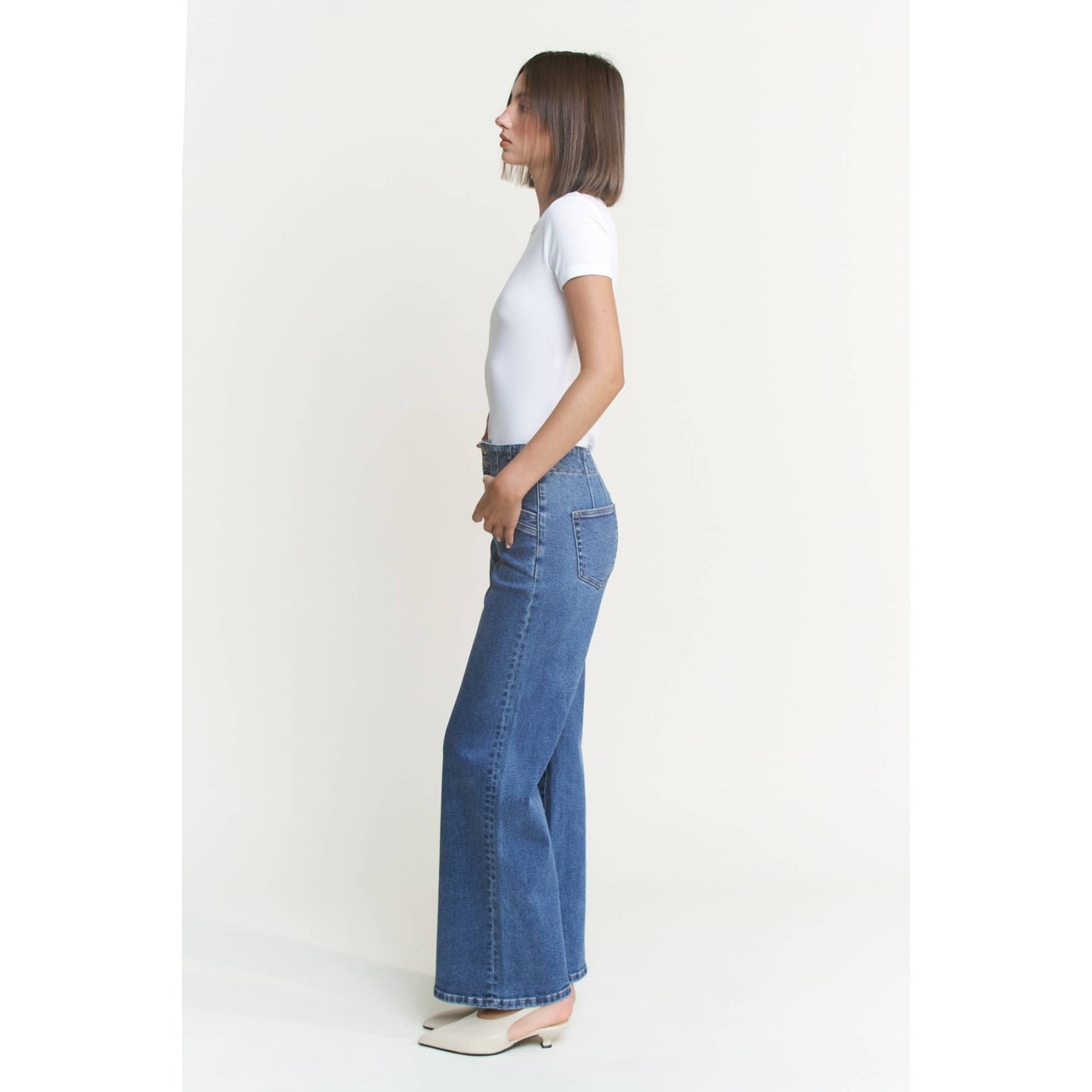 Mica Denim - SUPER HIGH RISE WIDE LEG WITH DBL BTN