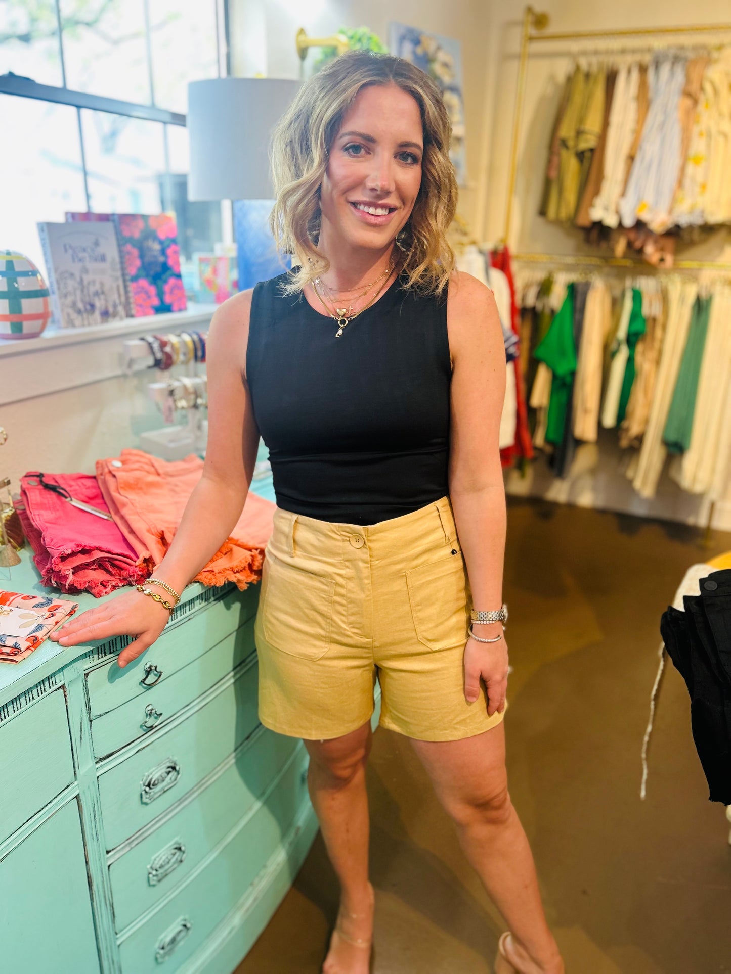 Foil Linen Shorts