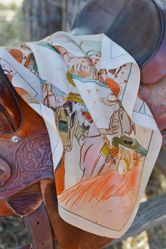 Tirzah Lane Art - September Ride Cowgirl Silk Scarf Wild Rag