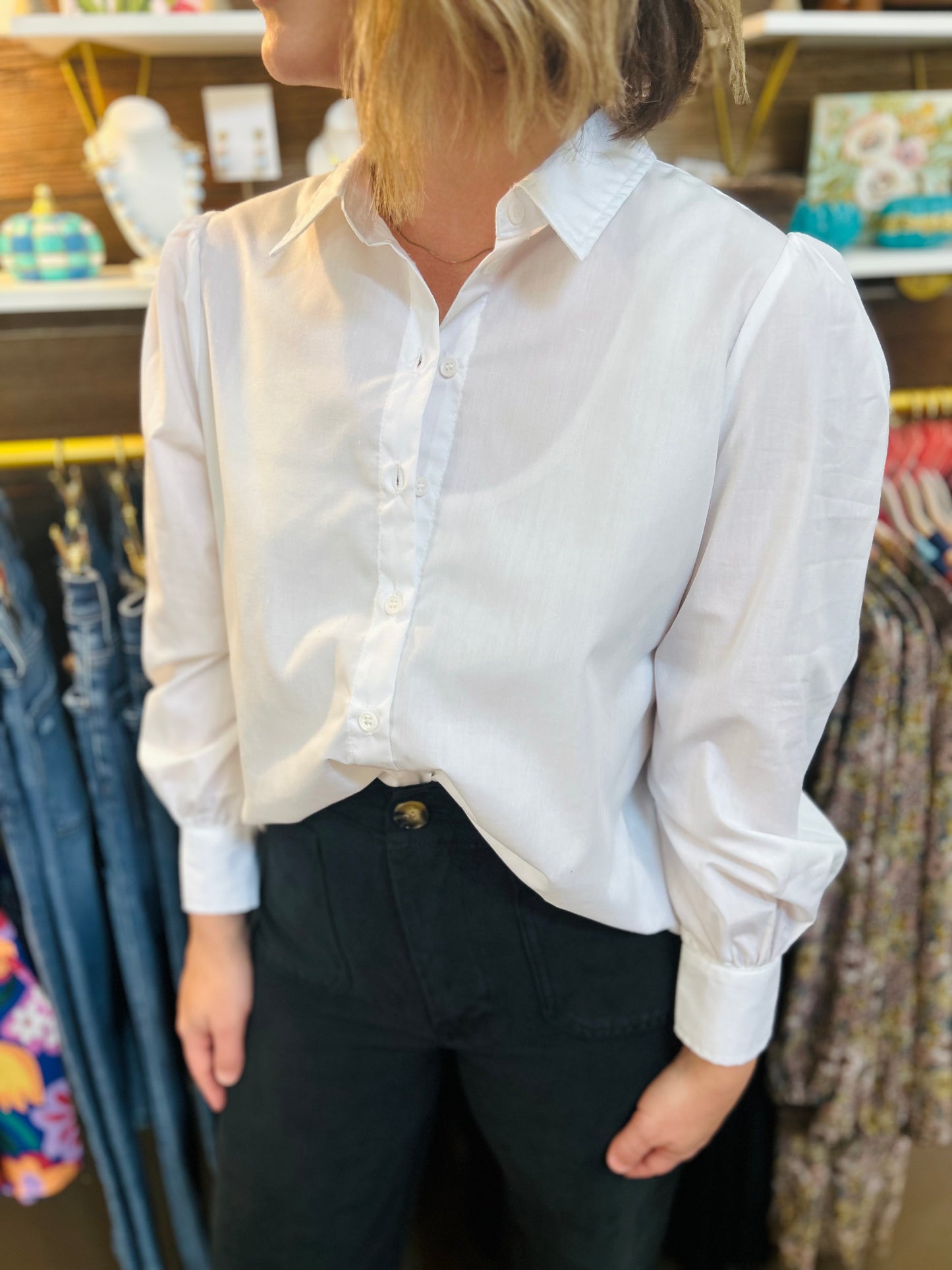 Allora White Button Down
