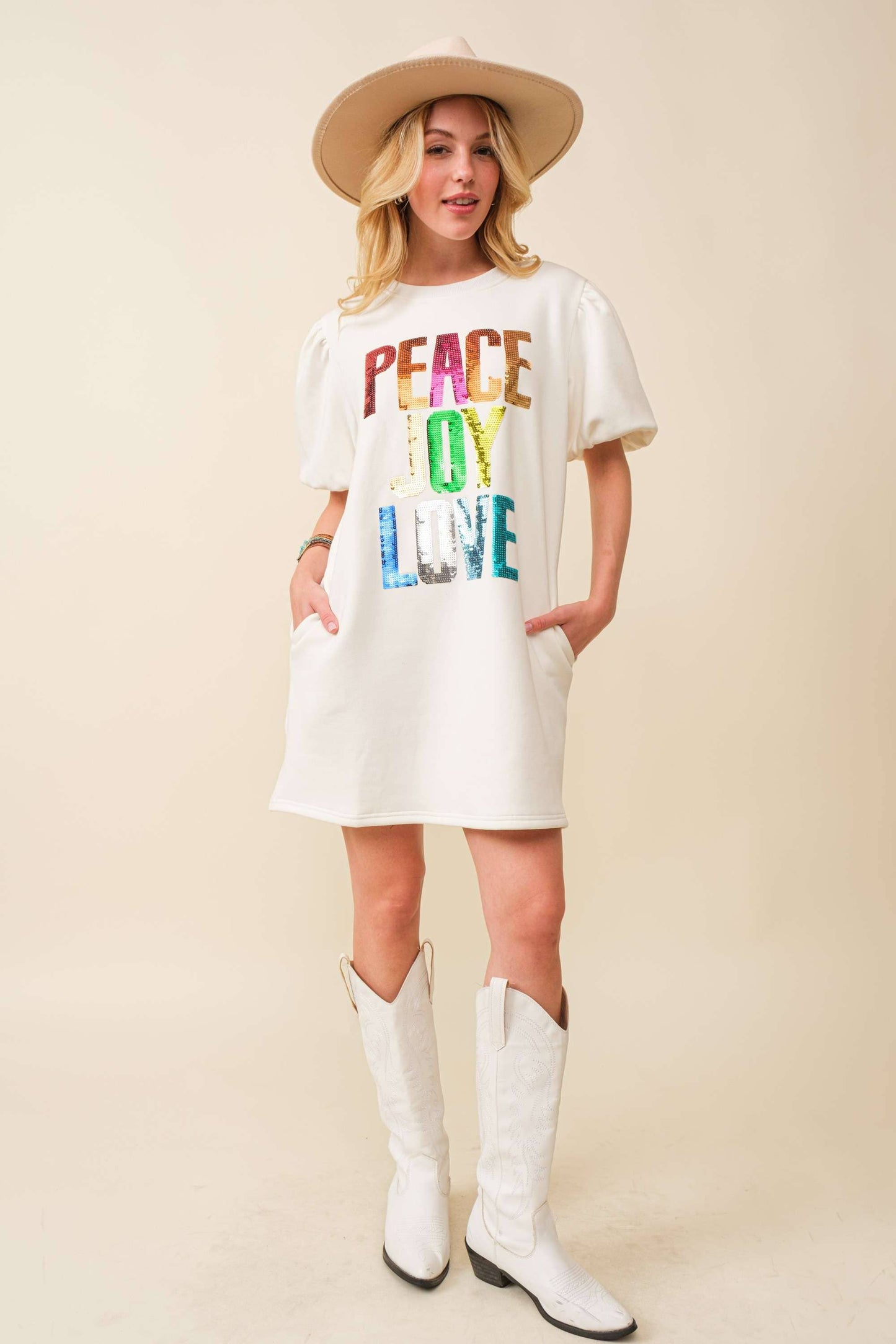 Peace Joy Love Sequin Dress