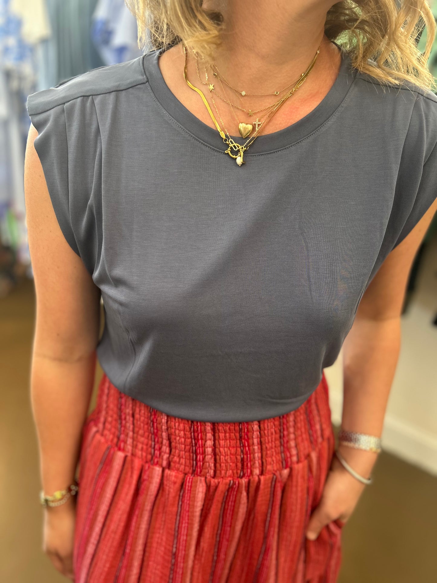 Fresno Pleated Sleeveless Tee