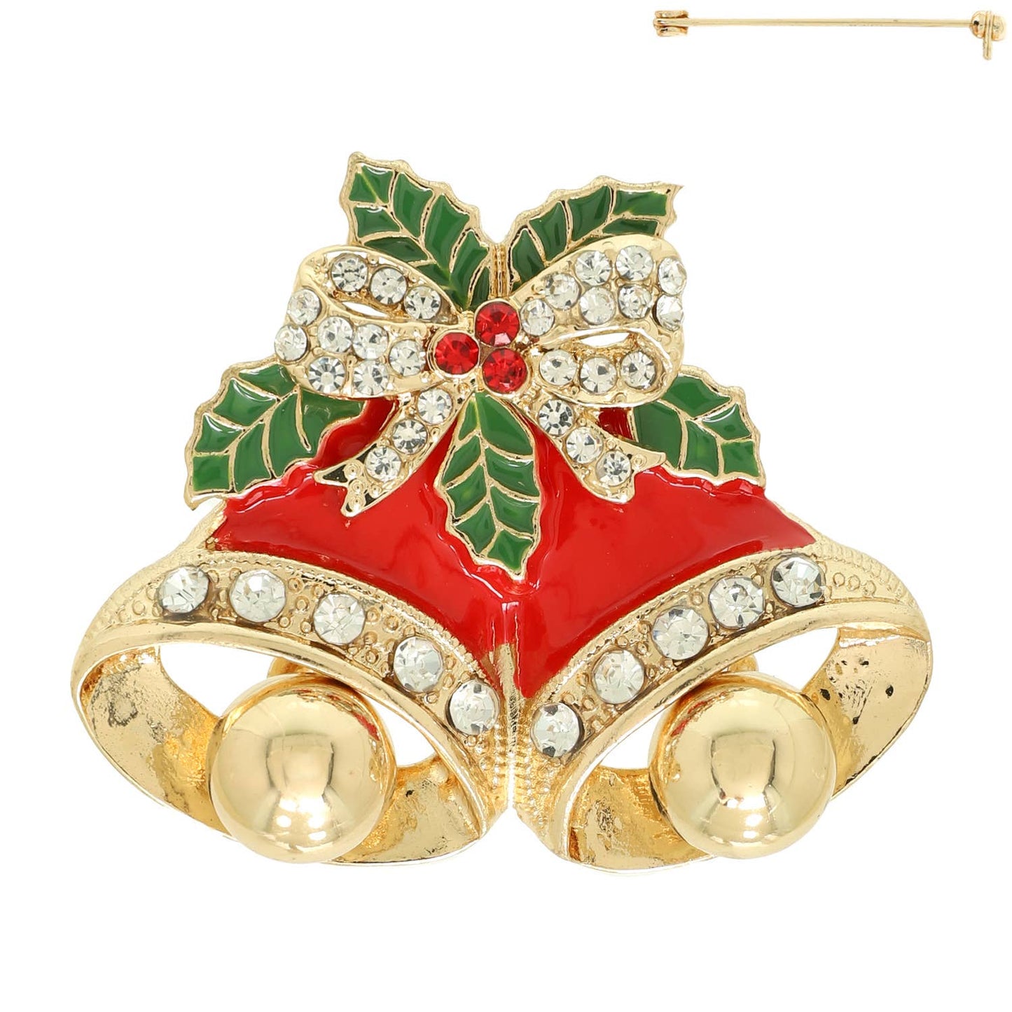Christmas Mistletoe Bell Brooch Pin