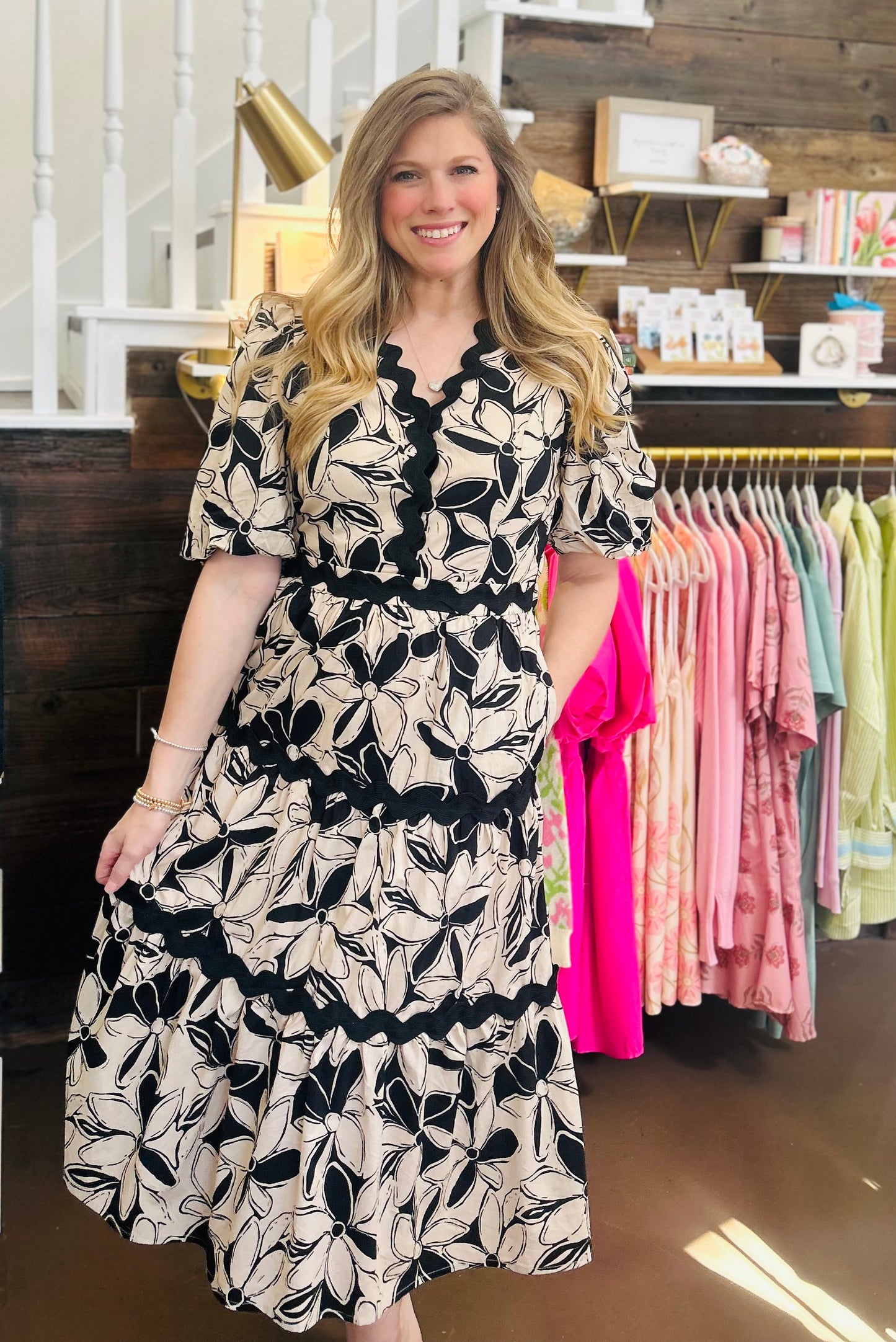 Holton Black Floral Dress