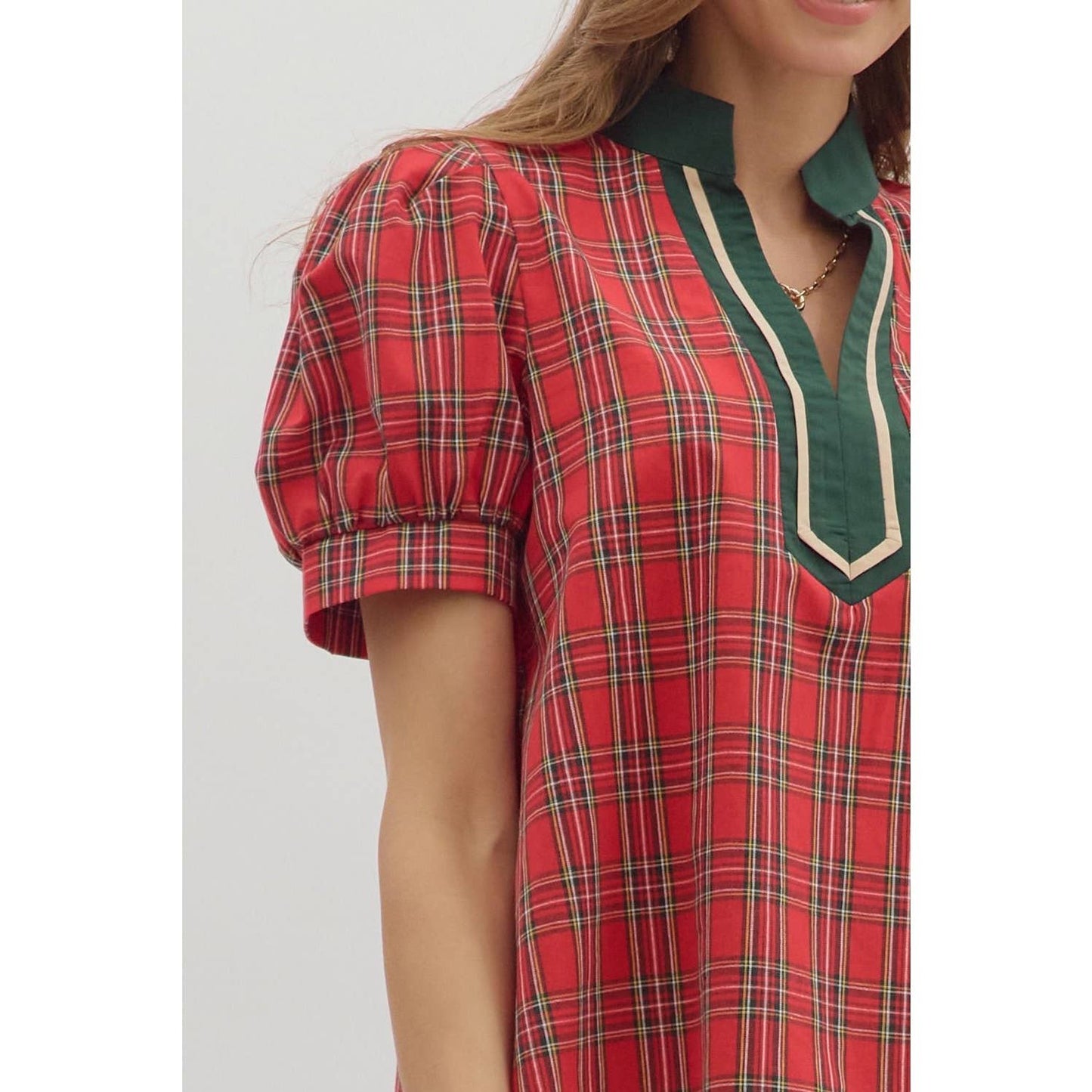 Holiday Plaid Cuff Top