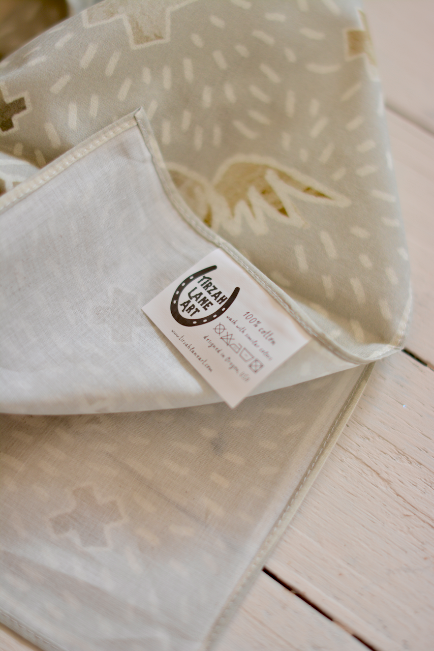 Tirzah Lane Art - Western Cotton Cowgirl Cotton Bandana Neutral Horse