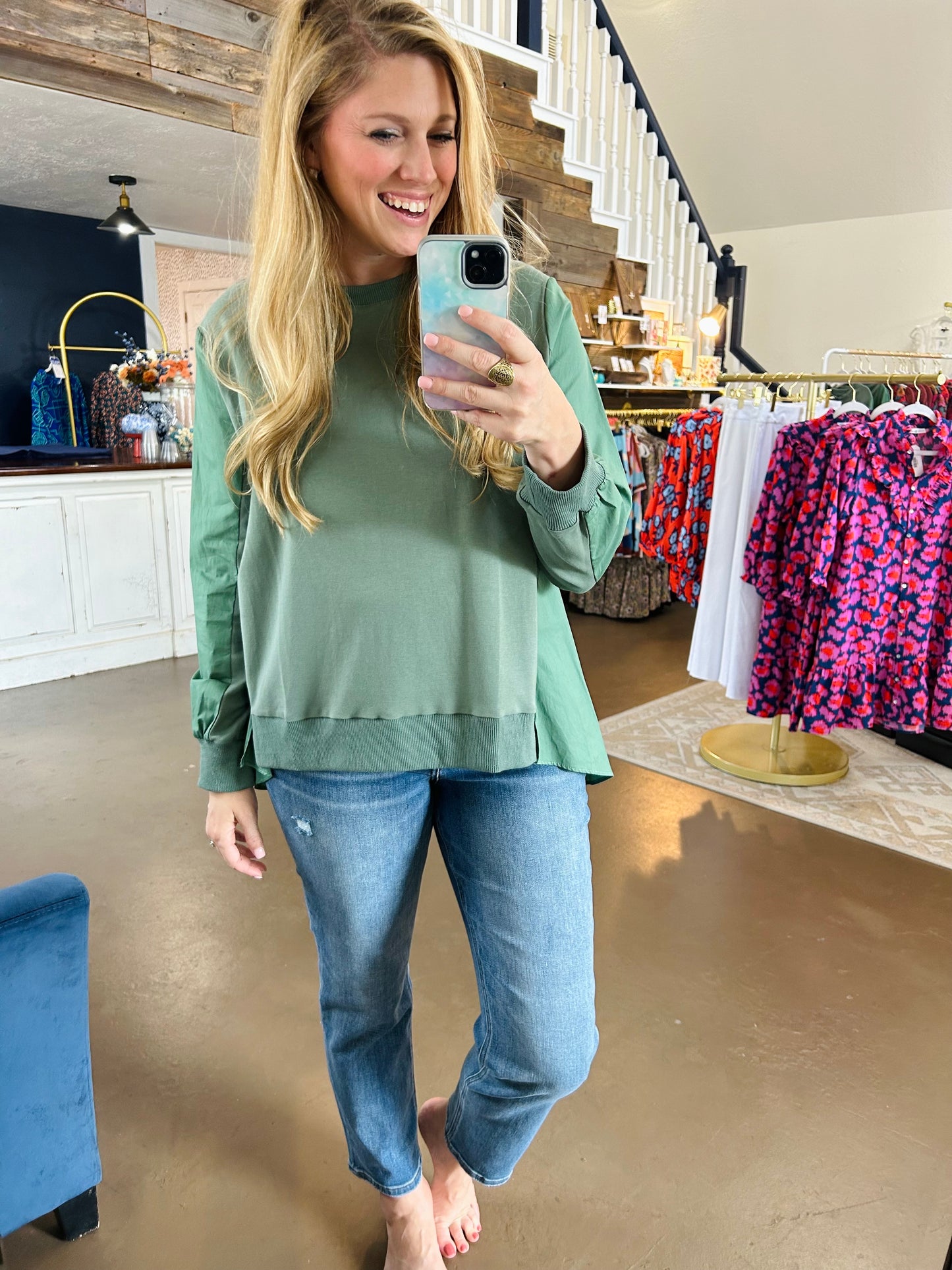 Rheta Olive Top
