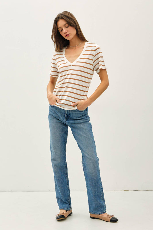 Be Cool V-neck Striped Tee