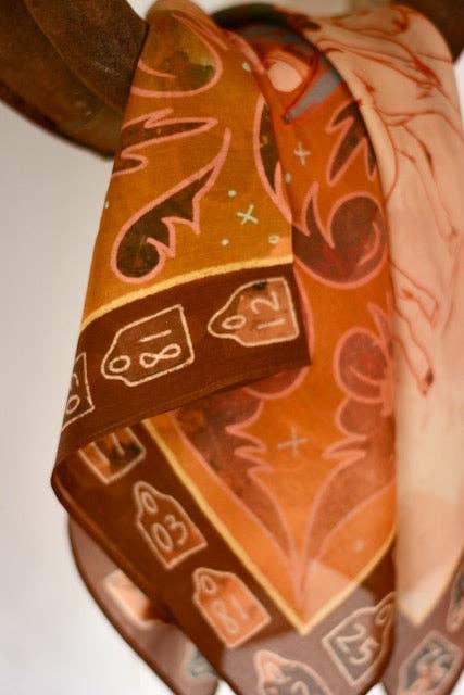 Tirzah Lane Art - Round Up Silk Western Cowgirl Wild Rag Scarf