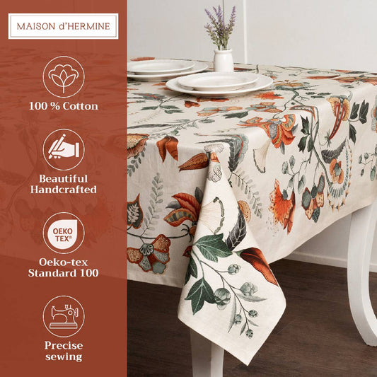Maison d'Hermine - Design in Every Thread - Tablecloths 100% Cotton - 3 Shapes - Dalida Fall