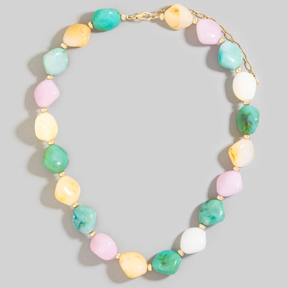 Chunky Marble Resin Beads Necklace
