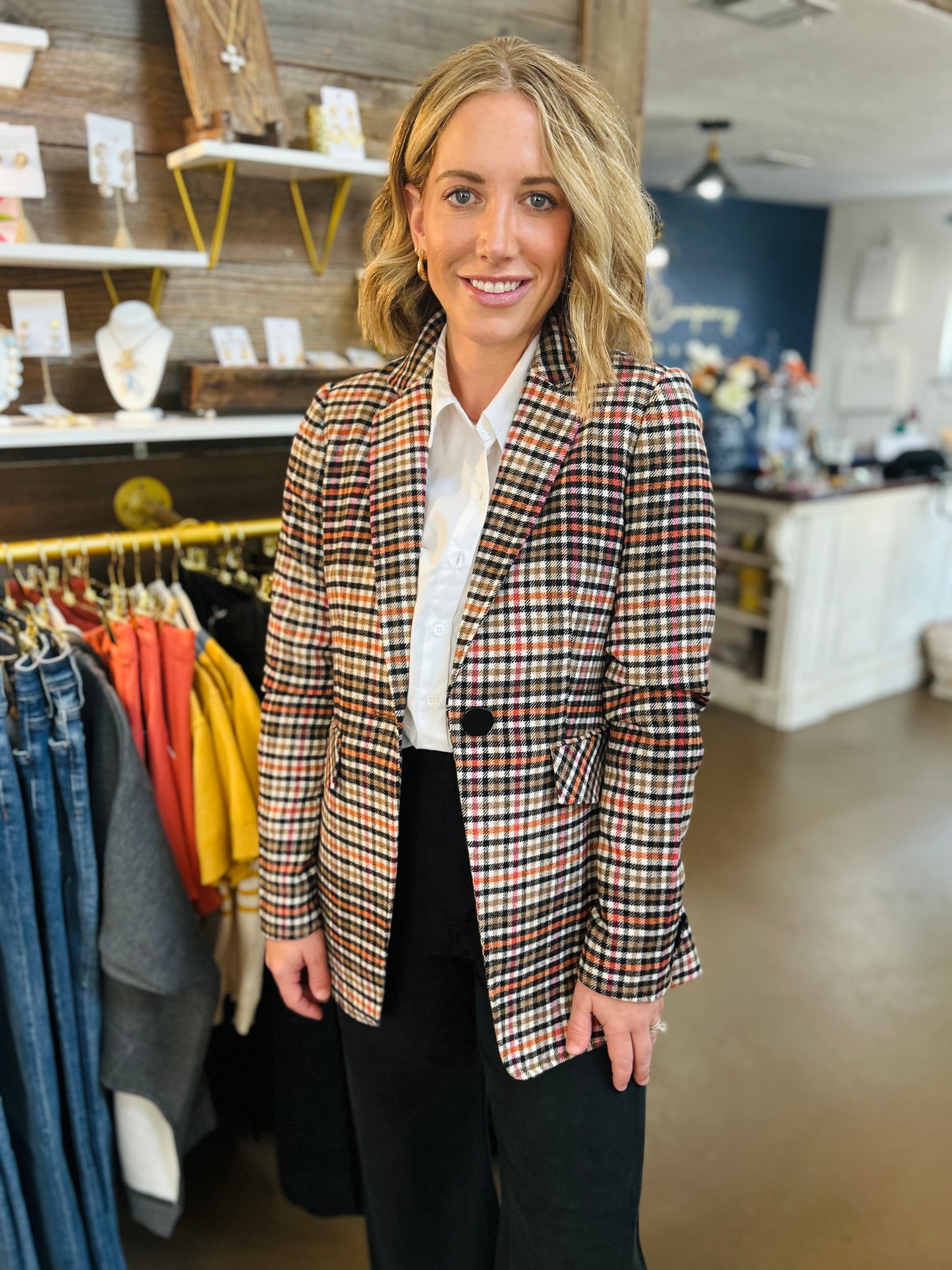 Truffle Plaid Blazer