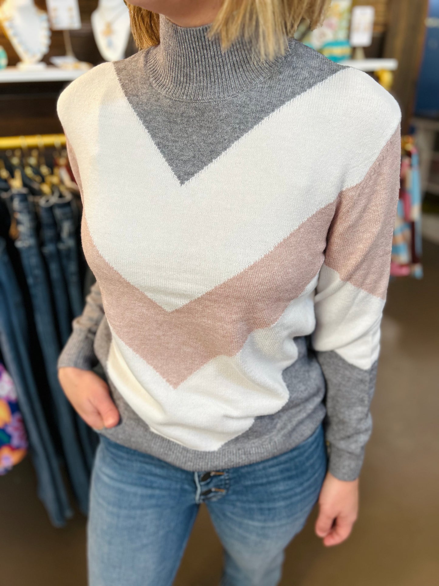 Powder Chevron Sweater