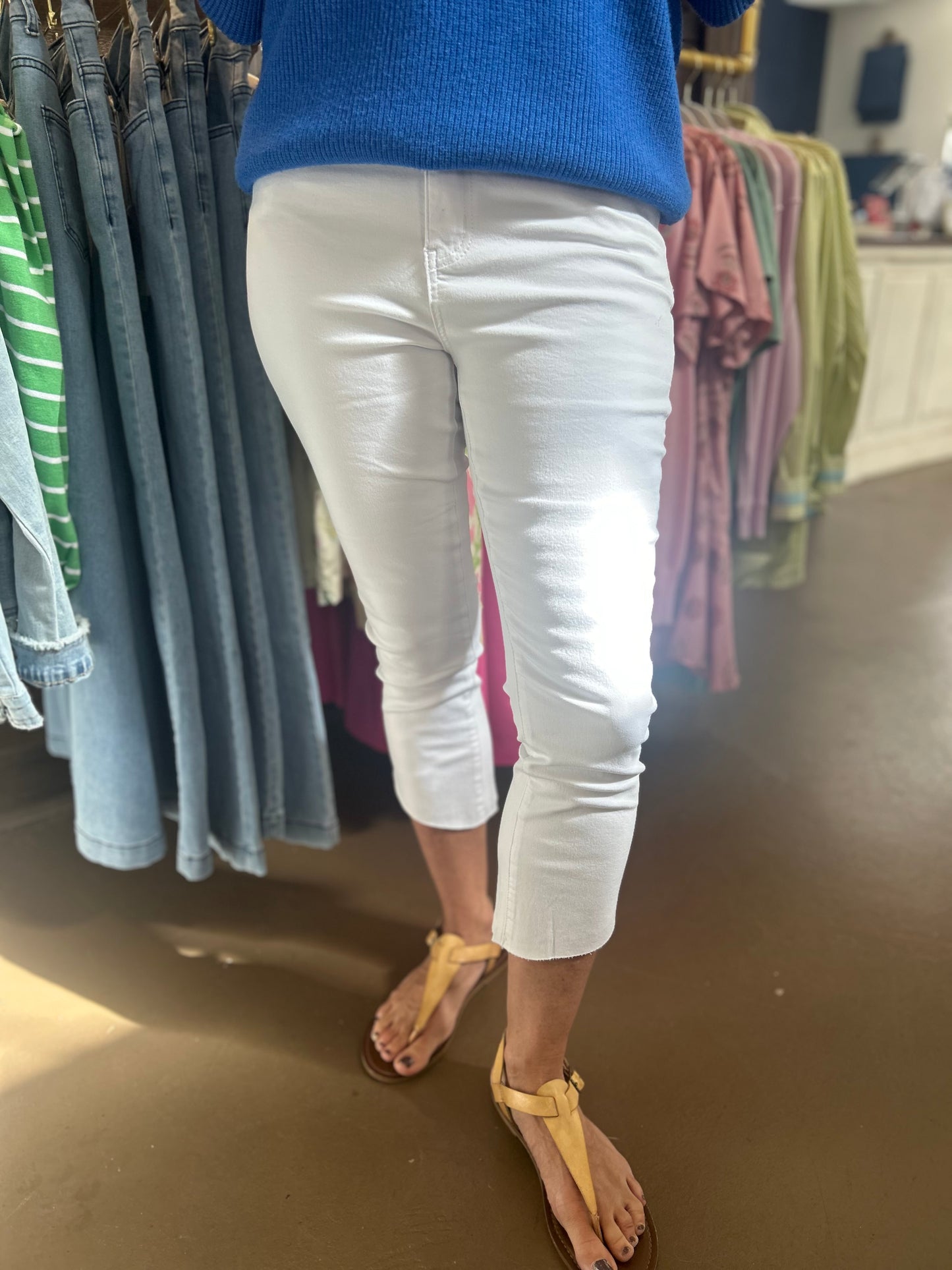 White Assymetrical Hem Jean