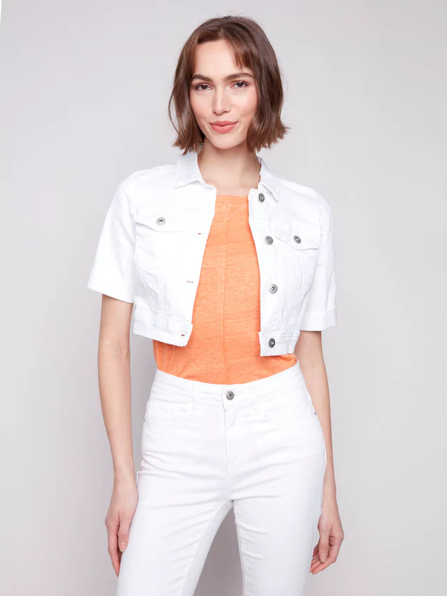 Cropped Jean Jacket White