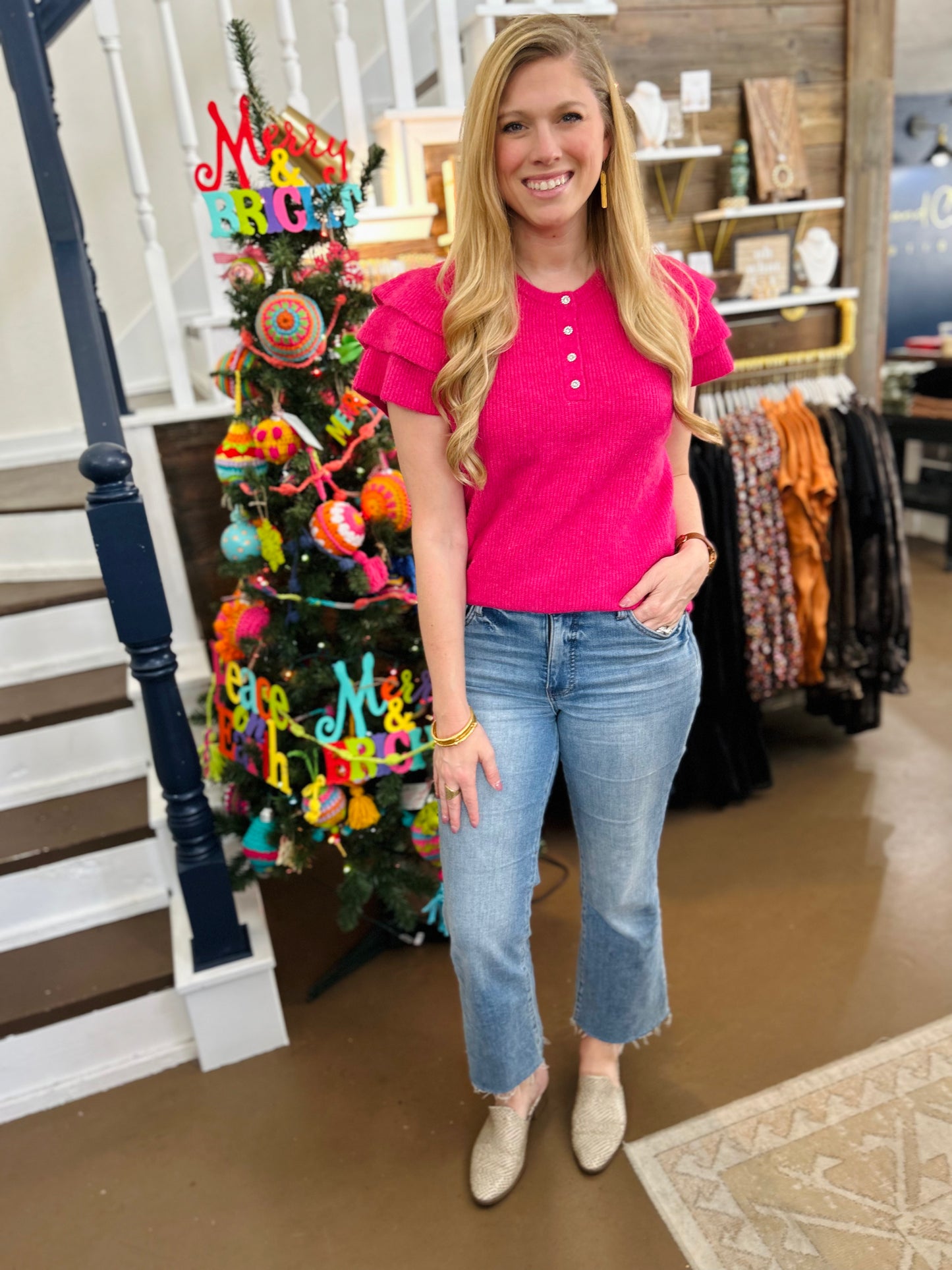 Selena Pink Ruffle Knit
