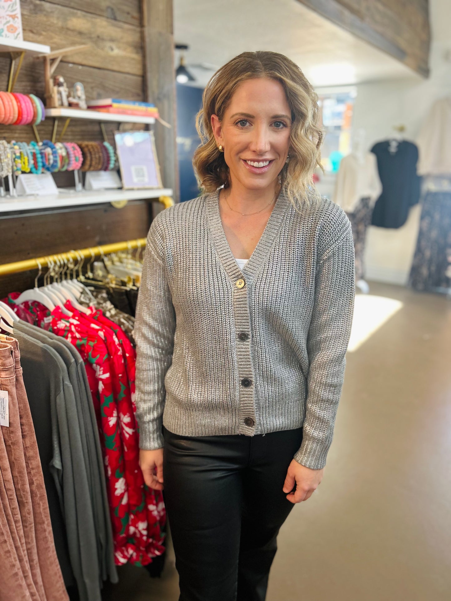 Pepita Metallic Silver Sweater