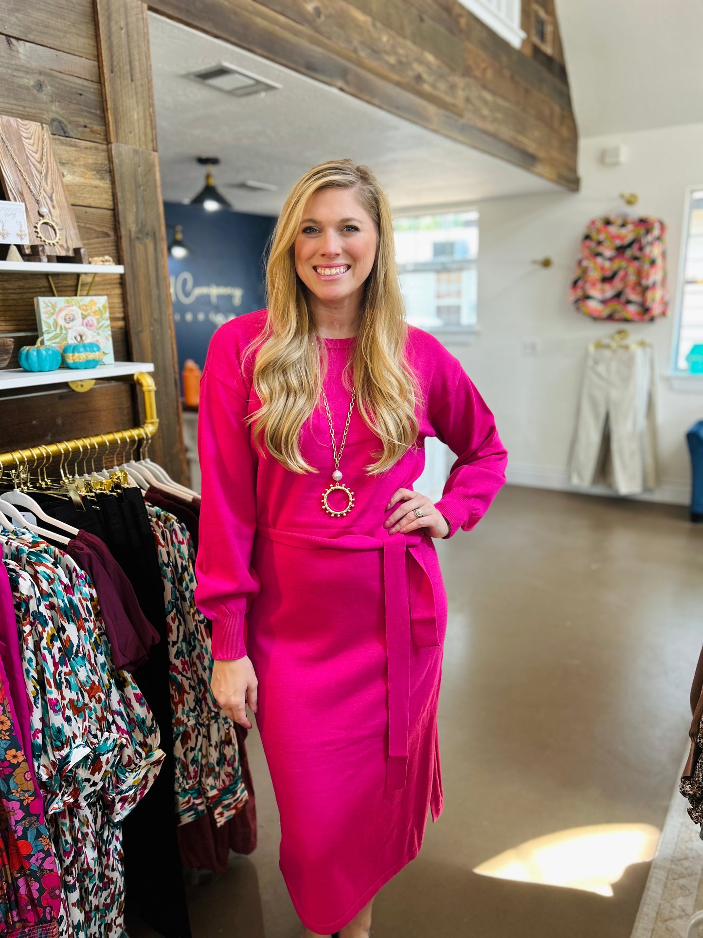 Philomijin Fuchsia Sweater Dress