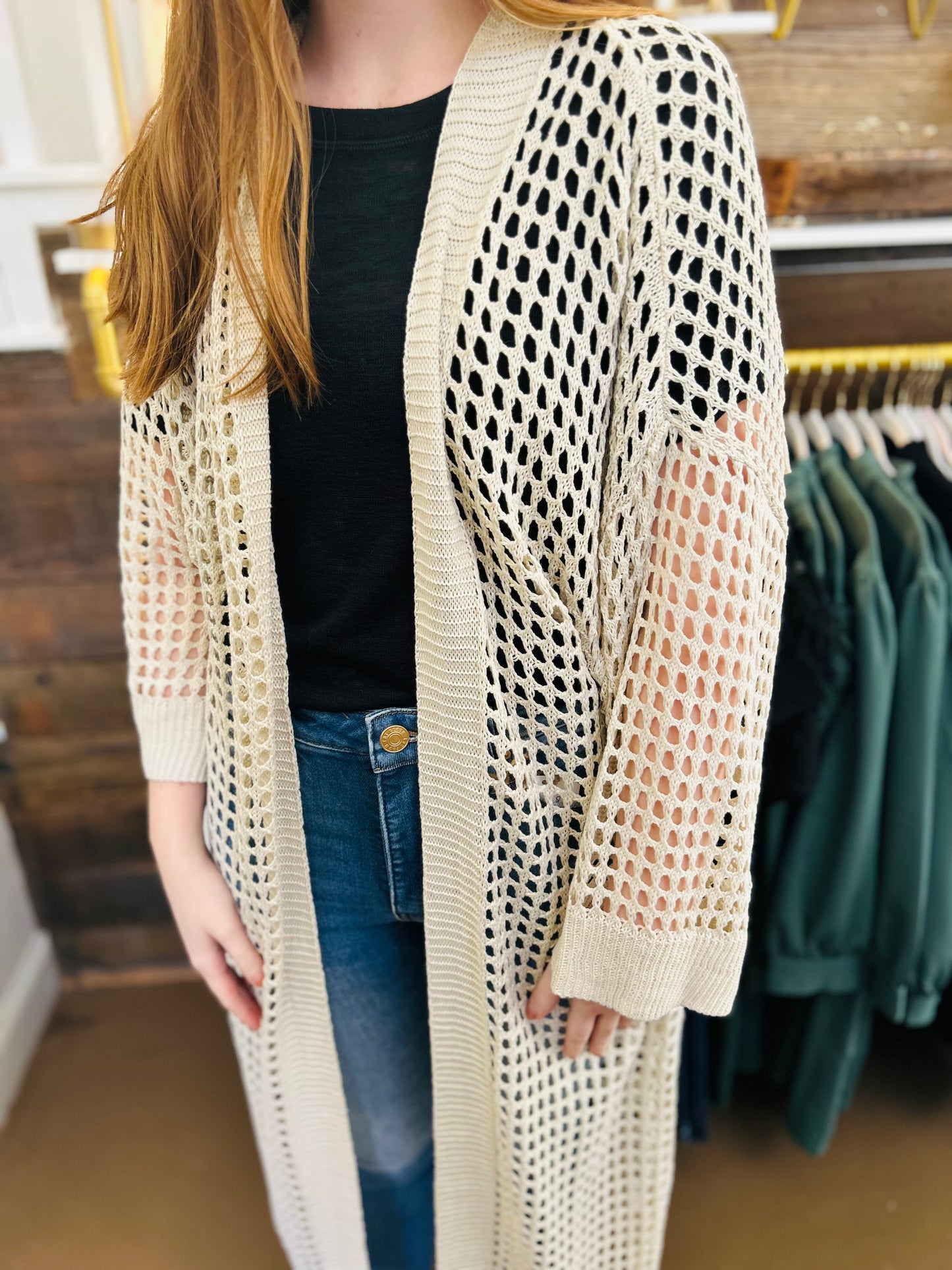 Taupe Open Knit Cardigan