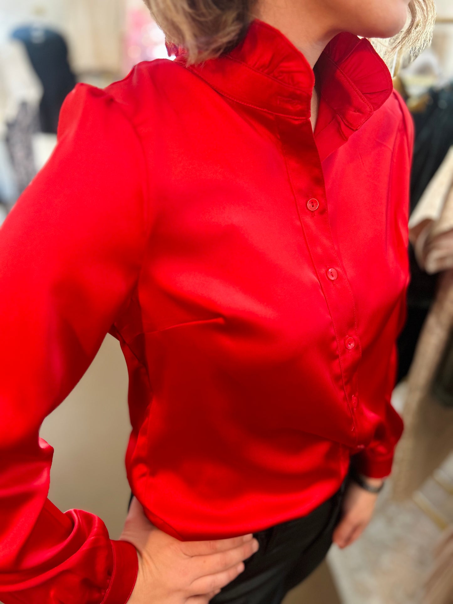 Ruby Red Button Down