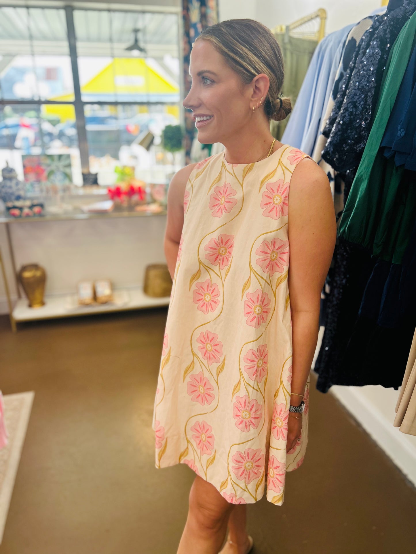 Pink Floral Shift Dress