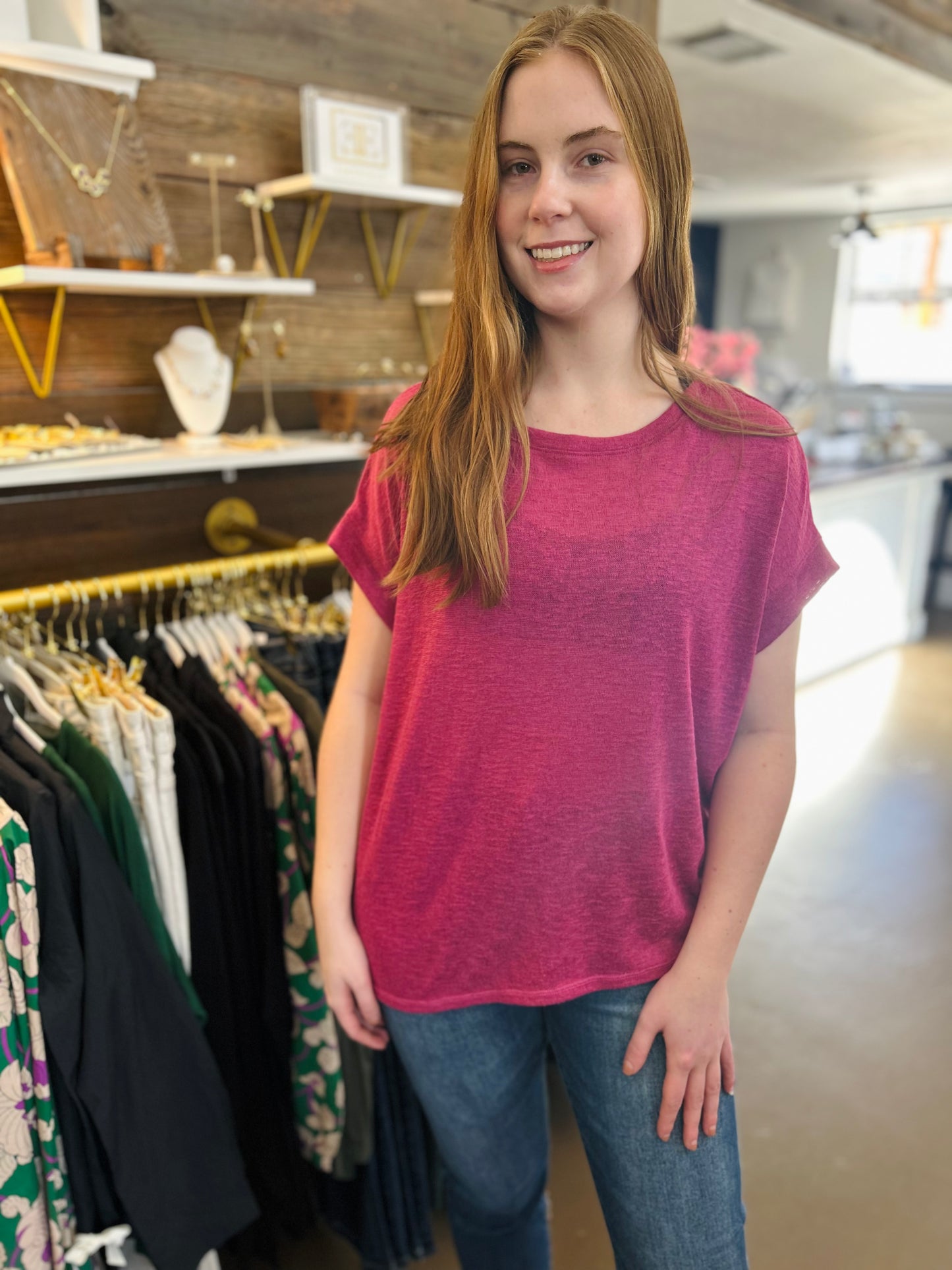 Raspberry Crew Neck Tee