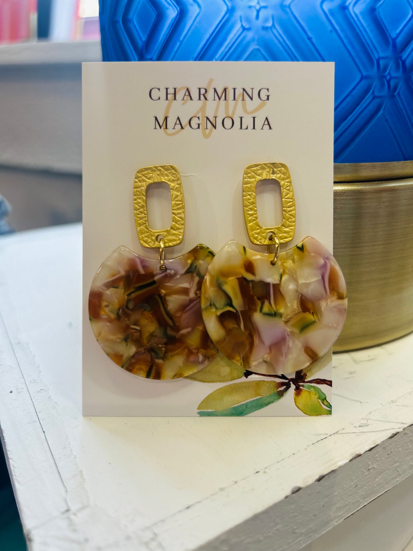 Emma Pink/Brown Dangle Earring