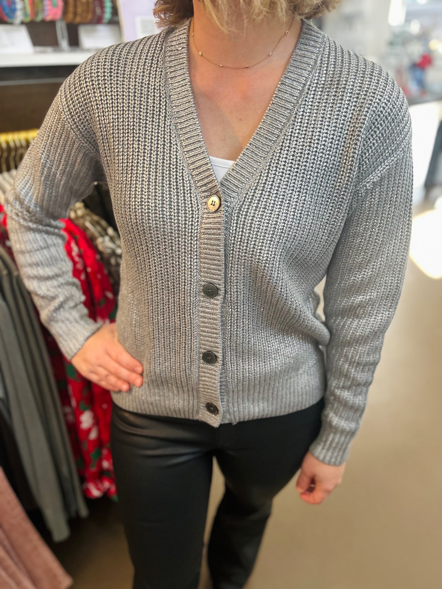 Pepita Metallic Silver Sweater