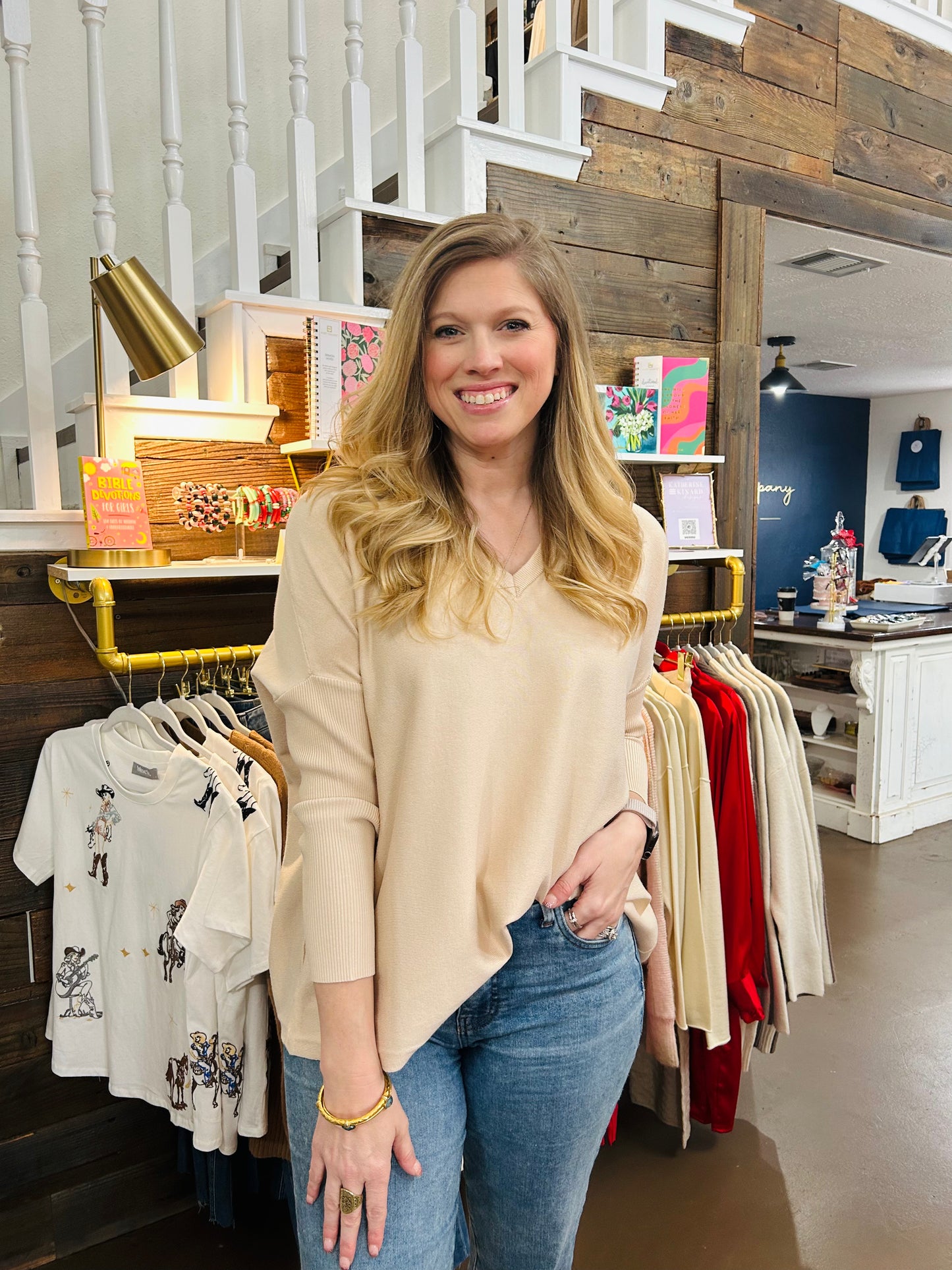 Sand Metric Oversized Pullover