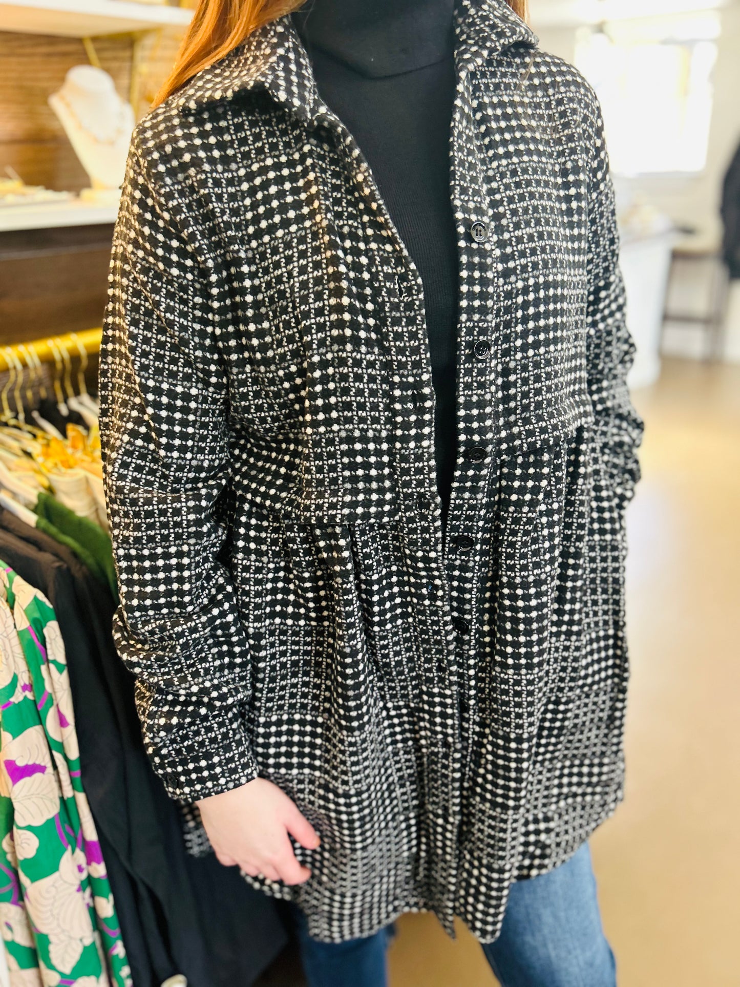 Black and White Woven Dress/Jacket