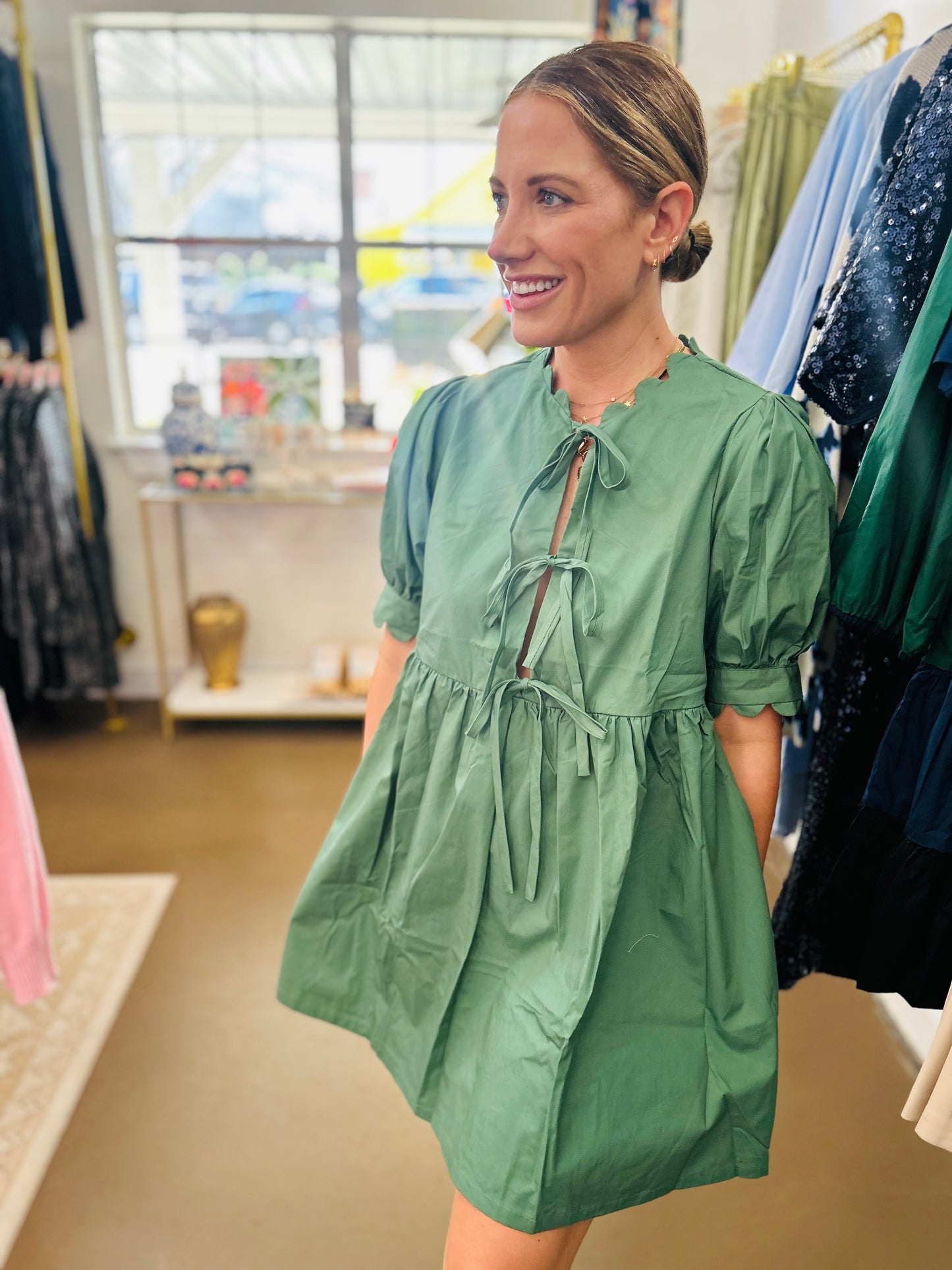 Tea Olive Scallop Dress