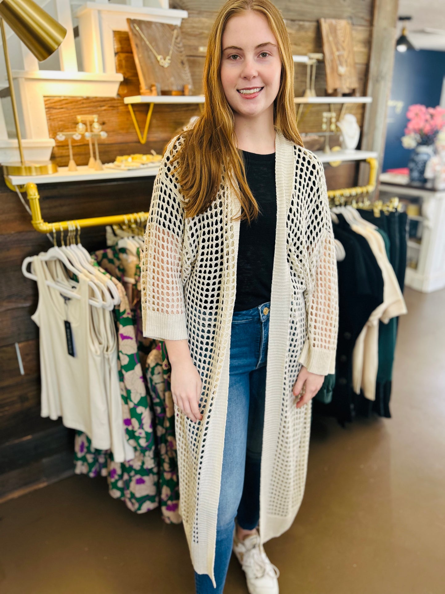 Taupe Open Knit Cardigan