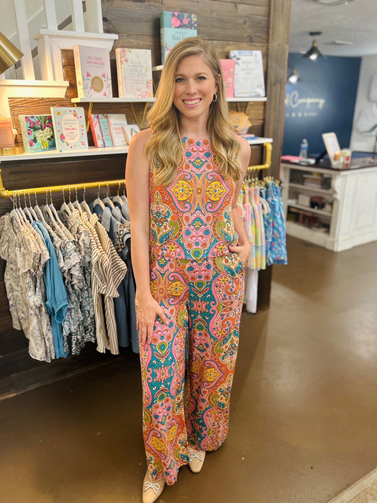 Paisley Print Wide Leg Pants