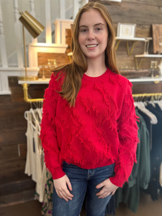 Fringed Red Sweater