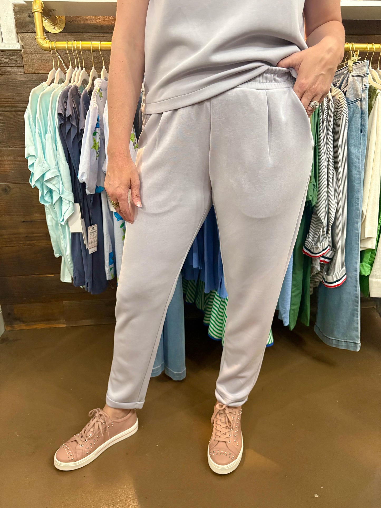 Hilarie Super Soft Pant with Cuff Dusty Blue