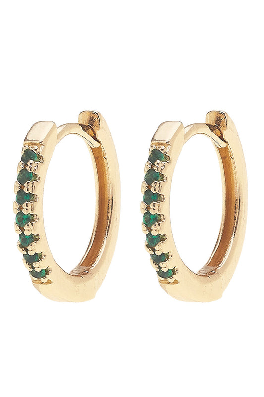 Remi Pave Huggie Hoop Green