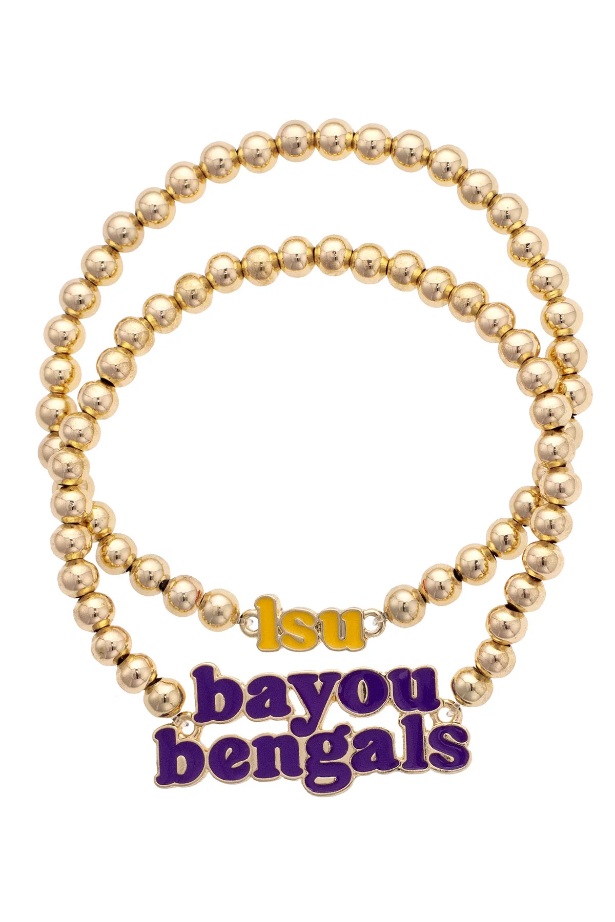 LSU Tigers Slogan Ball Bead Bracelet