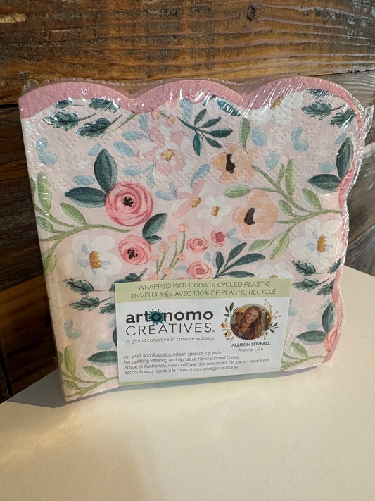 Pretty in Pink Floral Cocktail Napkins