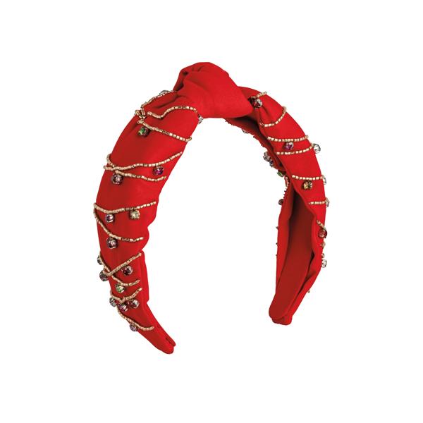 Red Holiday Beaded Headband