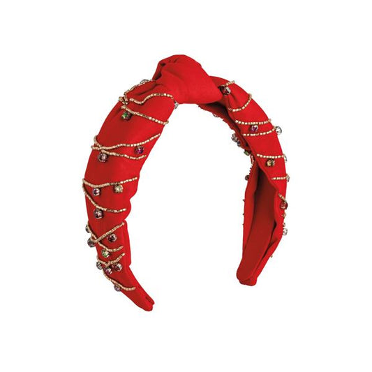 Red Holiday Beaded Headband