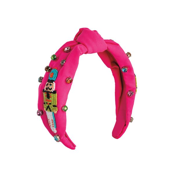 Pink Holiday Beaded Headband