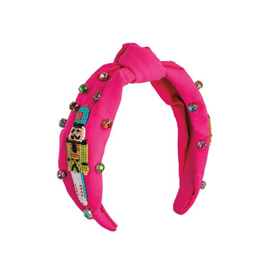Pink Holiday Beaded Headband