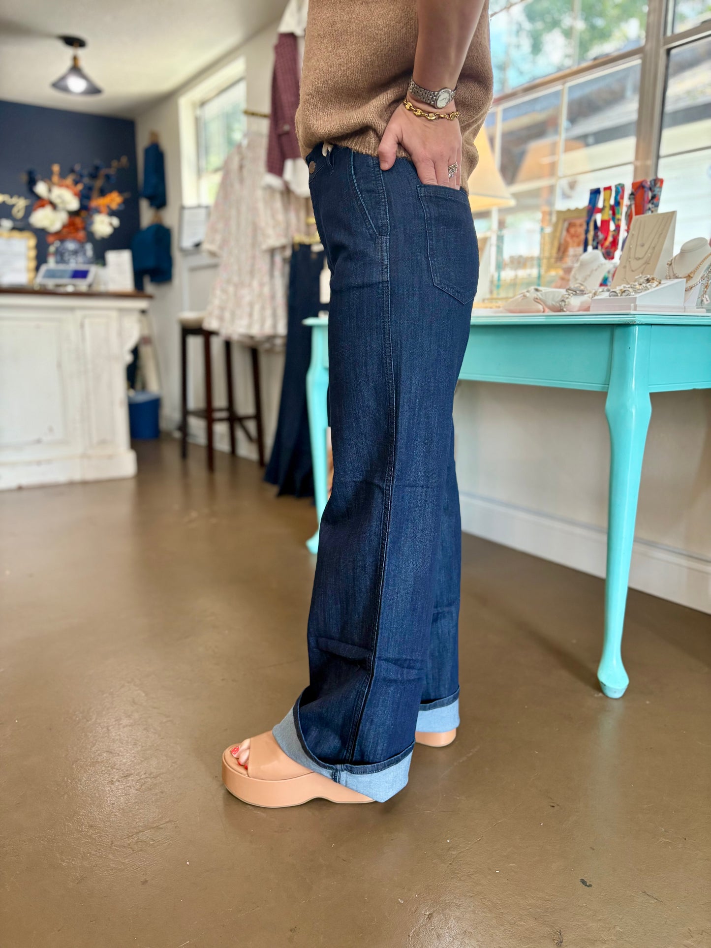 Blue Noir Wide Leg Pants