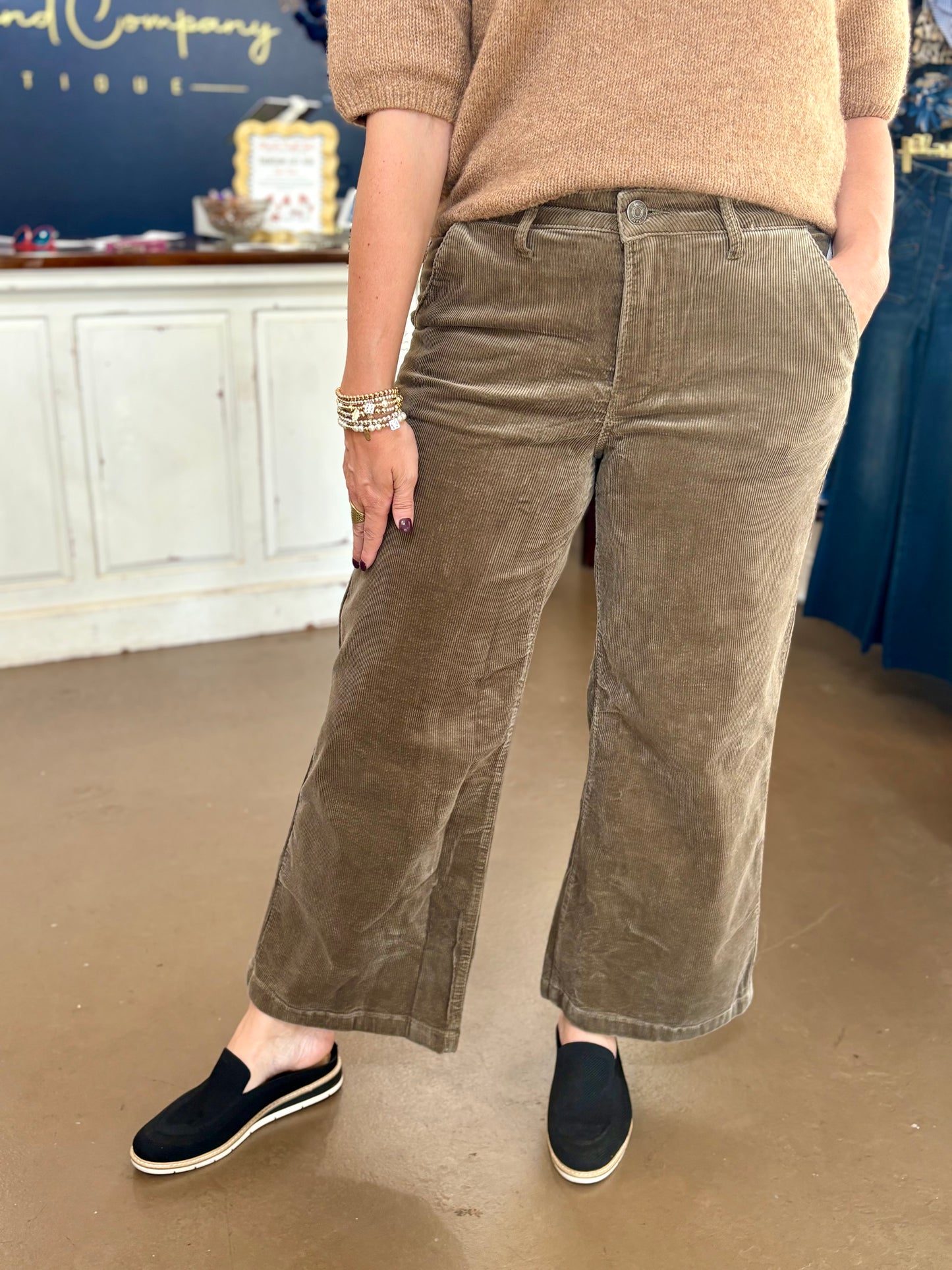KUT High Rise Meg Wide Leg Corduroy Pants