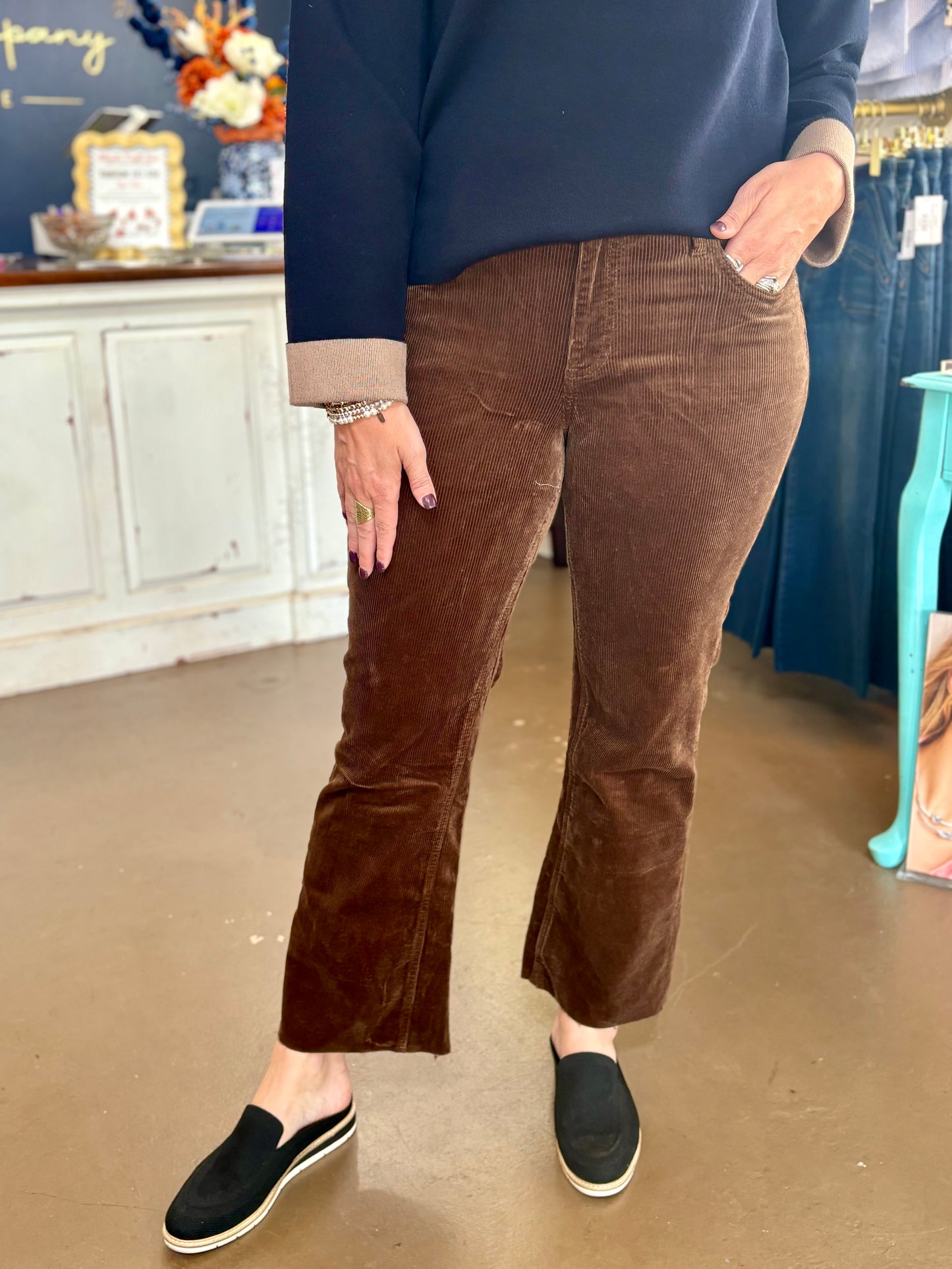 KUT Kelsey Corduroy Ankle Flare Pants