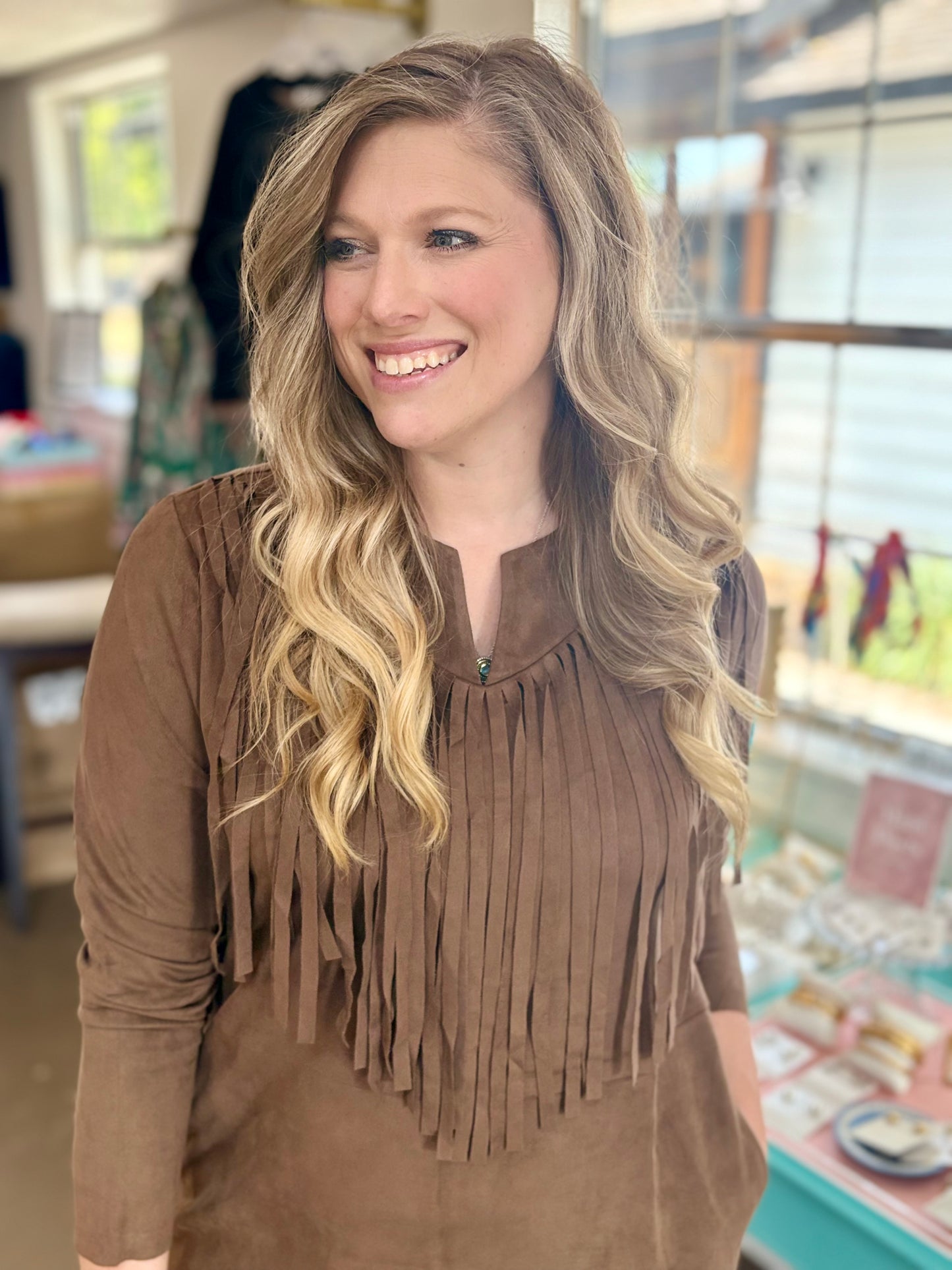 Angie Stretch Suede Tunic Dress